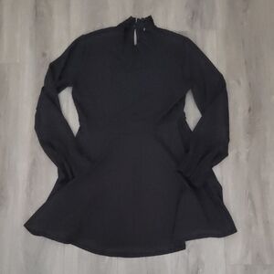 Zara Black Ruffle Collar Skater Dress Women Large
